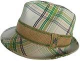 Christys' Crown Series Professor Plaid Spring Fedora Lightweight Cotton Summer Golf Punk Rock Trilby Surf Beach - Green