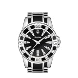 Bulova Mens Diamond Accented Case Bracelet Black Dial Watch #98E107 by Bulova