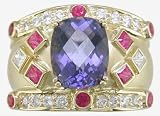 18KT Iolite, Pink Sapphire & Diamond Cigar Band