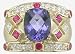 18KT Iolite, Pink Sapphire & Diamond Cigar Band