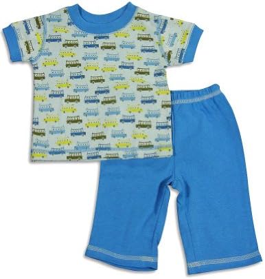 Cloud Mine - Baby Boys Short Sleeve Bus Pant Set, Light Blue, Blue 24684-3Months