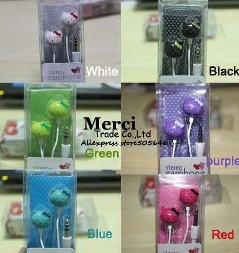 Sweet gift Hello Kitty Blue Earphone headphone For Apple Ipod MP3
