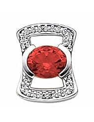 14K White Gold Oval Cut Chatham Created Ruby and Diamond Pendant -- LIFETIME WARRANTY