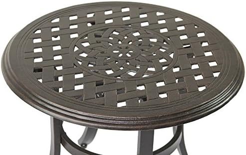 Heritage Outdoor Living Cast Aluminum Series 5000 Outdoor Patio 21" Round End Table - Antique Bronze Finish