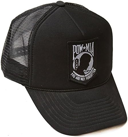 Delux 3D Patch Embroidery Trucker Hat, POW*MIA Black