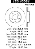 Centric Parts 120.40064 Premium Brake Rotor with E-Coating