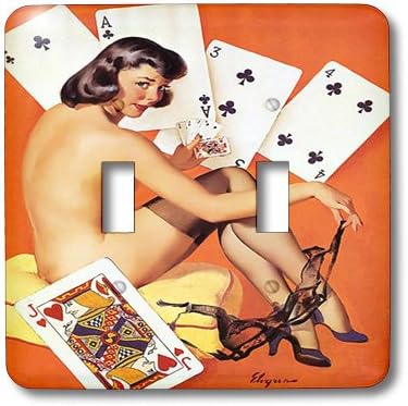 lsp_179587_2 Florene - Retro Pinups - image of famous elvgren pinup strip poker painting - Light Switch Covers - double toggle switch