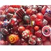 Red ASSORTED FANCY BEAD MIX Lampwork Crystal Czech Glass Lucite Acrylic Wood Metal