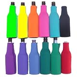 Zip-Up 12 oz. Beer Bottle Koozies, Coolies - Set of 10 - Choose from Red, Burgundy, Sky Blue, Royal Blue, Kelly Green, Forest Green, Purple, Black, Yellow, Orange, Pink, Lime Green and Aqua. Great for Labor Day picnics, parties, boating, weddings, rec rooms, bars.