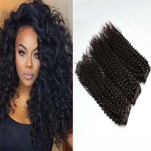 6a Remy Human Hair Extensions Curly Remy Hair Weave Natural Color Kinky Curly Weave Mix Length Hair Bundles (8"10"12"14")
