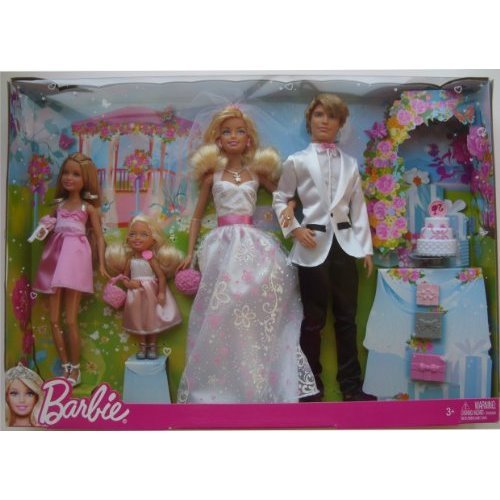 Barbie I Can Be BRIDE & GROOM WEDDING Gift Set w Barbie, Ken, Skipper & Kelly Dolls TARGET Exclusive (2009)