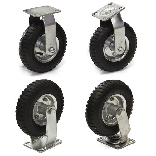 Find Set of 4 8 Air Tire Caster Wheels 2pc Rigid 2pc Swivel Heavy Duty