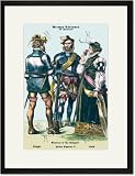Black Framed/Matted Print 17x23, German Costumes: General of the Knights under Charles V