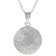 Sterling Silver Aztec Sun Stone Necklace .925 Stamp Hypoallergenic Sturdy and Nickel Free