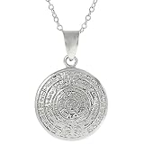 Sterling Silver Aztec Sun Stone Necklace .925 Stamp Hypoallergenic Sturdy and Nickel Free