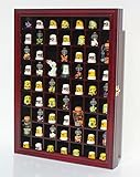 59 Thimble Display Case Wall Shadow Box Cabinet, Glass Door, Solid Wood, TC01-Ch