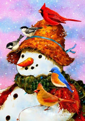 Woodland Snowman - Garden Size 12 Inch X 18 Inch Decorative Flag