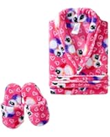 Sleep & Co Big Girls' Owl Robe with Slippers Set