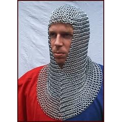 Kettenhaube, V-Auschnitt, ID9mm, verzinkt Mittelalter LARP Wikinger Fasching Kettenhemd Kettenringe chainmail coif