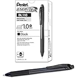 Pentel EnerGel-X Retractable Liquid Gel Pen (1.0mm) Metal Tip, Black Ink, Box of 12 (BL110-A)