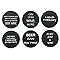 6 Wine Coasters Funny Drink Premium Coasters for Beer Whiskey Cocktails and more. Large Size 4”x 4” - Rubber Made no fade logo molded to last a lifetime (Black Round)