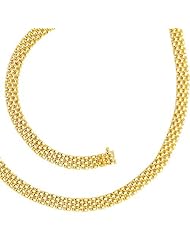 BRI Jewelry 14K Yellow Gold 7" 6.5mm Shiny 5 Row Panther Chain Link Bracelet with Box Catch Clasp