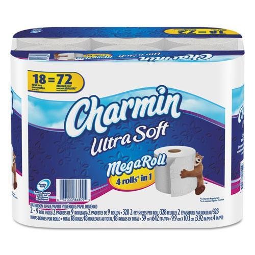 CHARMIN 86809 Ultra Soft Bathroom Tissue, 328 Sheets/Roll, 18/Carton 
CHARMIN 86809 Ultra Soft Bathroom Tissue, 328 Sheets/Roll, 18/Carton
