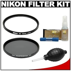 Nikon 72mm NC Neutral Color Filter & C-PL II Circular Polarizing Filter II with Nikon 3pc Cleaning Kit + Blower