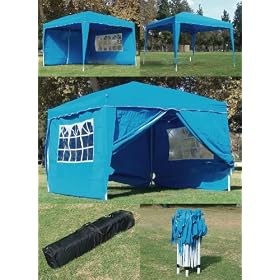 10 x 10 BLUE CANOPY GAZEBO FOLDING TENT INSTANT POP UP