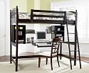 Solid Hardwood Cappuccino Finish Workstation Bunk Bed