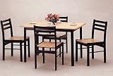 Southern Art Barn Style Dining Chair/Chairs in Solid Wood Black Frame and Natural Solid Stripe Wood Seat Design (Set of 2)