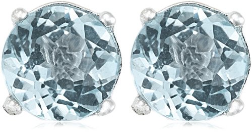 Sterling Silver 6mm Round Blue Topaz Earrings