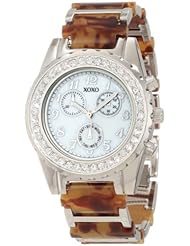 XOXO Womens XO5437 Tortoise Bracelet with Clear Rhinestones Bezel Watch