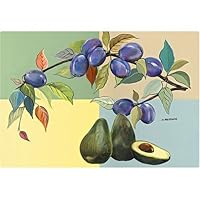 Magic Slice Non-Slip Flexible Cutting Board, Party Size 7.5' x 11', Avacados & Plums by Susan Mariconda