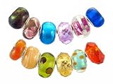 Pandora Style Twelve (12) Piece Charm Bead Set with Murano Style, Lampwork Style and Faceted Glass Style Beads - Fits Pandora, Troll, Biagi and Charmilia - Exact Assortment as Shown (FB100)