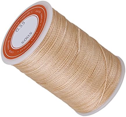 CNBTR 0.55mm Polyester Handicraft Leatherware Sewing Thread Cord for DIY Leather Hand Stitching 113m (Beige)