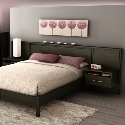 South Shore Gravity Headboard and Nightstands Kit in Ebony Finish