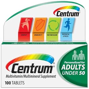 Centrum Multivitamin/Multimineral Supplement, Adults under 50, 100 Tablets