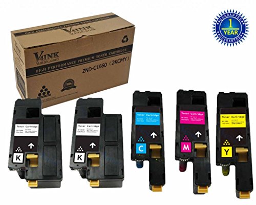 V4INKÂ® 5 pack New Compatible Toner Cartridge Replacement for DELL C1660 C1660W C1660cnw 332-0402(Y) 332-0401(M) 332-0400(C) 332-0399(K), yield of 1,000(CMY) 1,250(K) pages