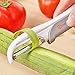 BOGZON Muti-funtional Vegetable Peeler With Double Sided Hand-Protection Sliding Cover, ABS Handle, Stainless Blade, Grey Color