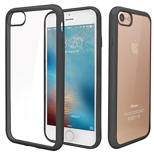 iPhone 7 Case,Thinkcase[Premium Flexible] Transparent Protective Soft TPU Frame,Ultra-Slim,Shock-Absorption Bumper,Anti-Scratch & Fingerprint & Oil Stain Back Cover For iPhone 7 4.7 Inch,Black