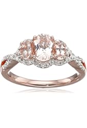 10k Pink Gold Morganite and Diamond 3-Stone Ring (1/10cttw, I-J Color, I2-I3 Clarity), Size 7