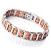 INBLUE Men's Stainless Steel Rubber Bracelet Link Wrist Silver Tone Orange Rectangular