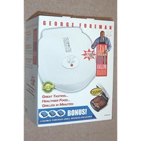 George Foreman Lean Mean Fat Reducing Grilling Machine -- Champ Size -- 3 George Foreman Grill Sponges Included -- NEW in Box!!!