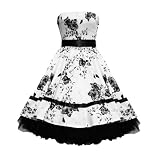 50's Dress Floral Strapless White & Black and Black & White Sizes 10 12 14 16 18'