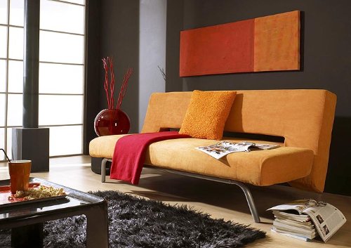 Schlafsofa Consilia orange 115x200cm Sofa Couch mit Bettfunktion
