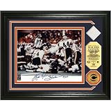 Walter Payton ?Up and Over? Autographed Game Used Jersey and 24KT Gold Coin Photo Mint