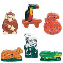 Jungle Safari Animal Cake Candles 6ct