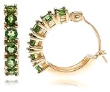 14k Yellow Gold Chrome Diopside Hoop Earrings