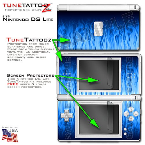 Nintendo DS Lite Fire Blue on Black Tune Tattoo Skin Kit by TuneTattoozTM